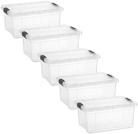 Superio 11 Quart Clear Plastic Storage Boxes with Lids, Stackable Organizer Containers, BPA-Free Storage Bins for Home, Office, School & Dorm, 5 Pack