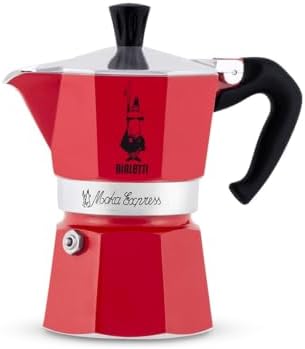 Bialetti - Moka Express: Iconic Stovetop Espresso Maker, Makes Real Italian Coffee, Moka Pot 6 Cups (6 Oz), Aluminium, Red