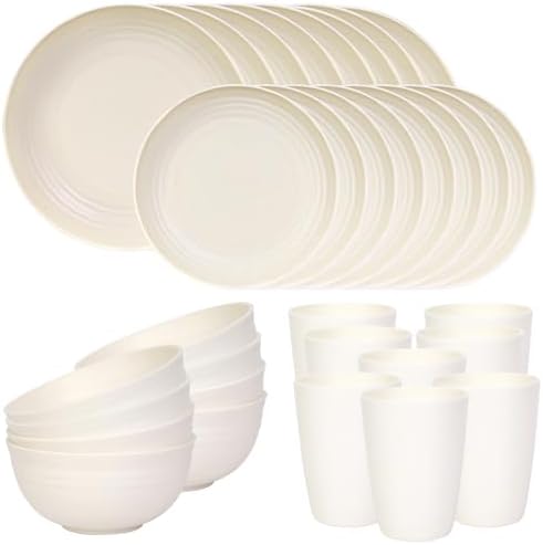 Quatish 32 Piece Plates and Bowl Set for 8, Dinnerware Dish Set for Kitchen