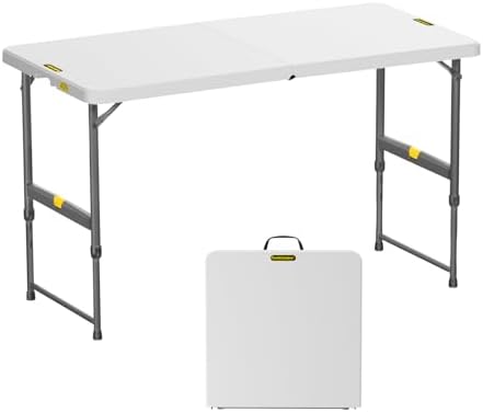FanttikOutdoor Folding Table 4 Foot Quick Adjust Portable Plastic 4 Heights