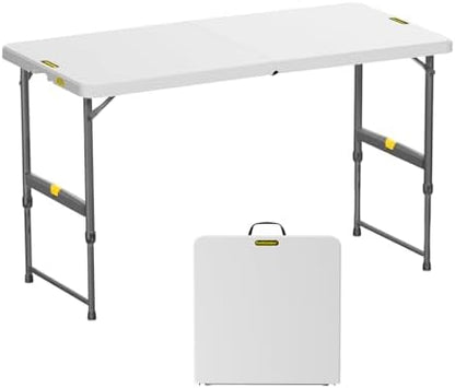 FanttikOutdoor Folding Table 4 Foot Quick Adjust Portable Plastic 4 Heights