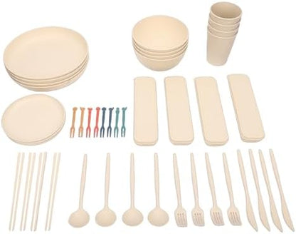 VBESTLIFE Dinnerware Sets, Unbreakable Plates Bowls Cups Reusable for 4 People, Shatterproof Dishwasher Microwave Safe, for Home Camping Picnic