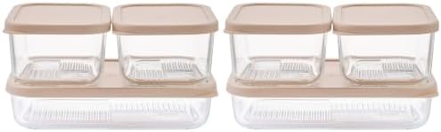 Glass Food Storage Containers with Lids — 12 Piece — 26.5 oz & 40.57 oz Glass with BPA-Free Leak Resistant Stackable Lids — Microwave, Oven & Dishwasher Safe — Ideal for Meal Prep - Cashew Cream