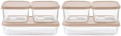 Glass Food Storage Containers with Lids — 12 Piece — 26.5 oz & 40.57 oz Glass with BPA-Free Leak Resistant Stackable Lids — Microwave, Oven & Dishwasher Safe — Ideal for Meal Prep - Cashew Cream