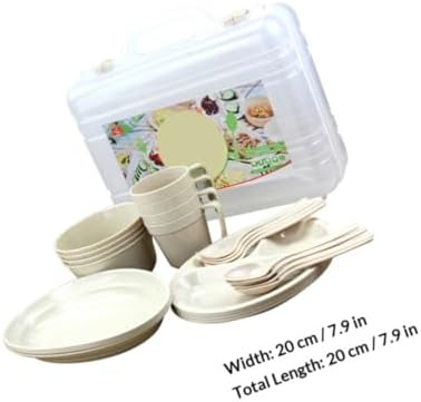 Portable for Set Kit Mess Camping Tableware 24pcs Plastic with Plates, Bowls, Cups, and Utensils Lightweight and Extremely Safe Outdoor and Indoor Use for Adults