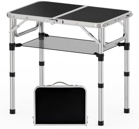 YihuiKo Folding Camping Table with Storage Net, Lightweight Portable Table