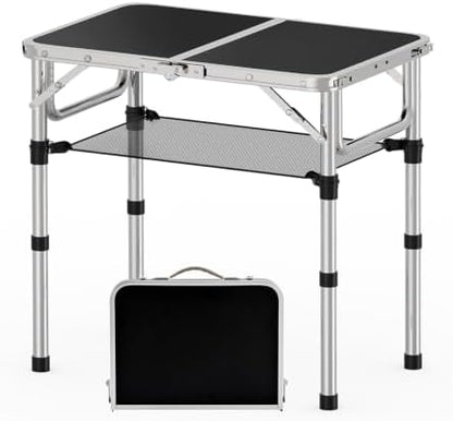 YihuiKo Folding Camping Table with Storage Net, Lightweight Portable Table