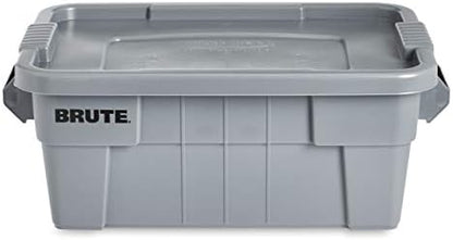 Rubbermaid Commercial Products BRUTE Tote Storage Bin with Lid, 14-Gallon, Gray, Rugged/Reusable Boxes for Moving/Camping/Garage/Basement Storage, Pack of 6