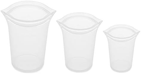 Zip Top Reusable Food Storage Bags | 3 Cup Set [Frost] | Silicone Meal Prep Container | Microwave, Dishwasher and Freezer Safe | Made in the USA