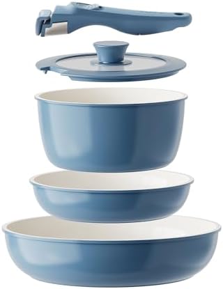 Redchef Nonstick Ceramic Cookware Set, Non Toxic Pots and Pans Set, 5 Pcs