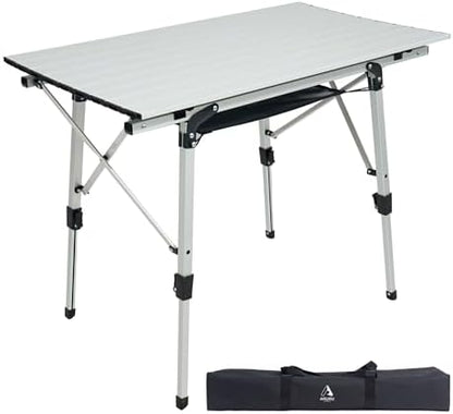 Folding Camping Table, Portable Aluminum Adjustable Height