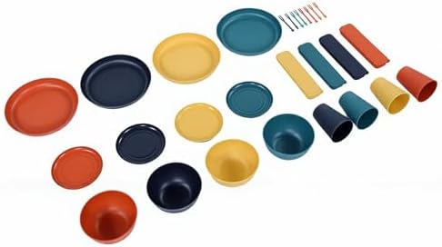 GOWENIC 4 Person Reusable Dinnerware Set for Camping Travel Home