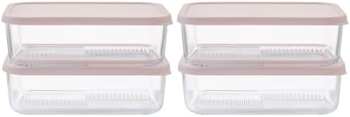 Glass Food Storage Containers with Lids — 8 Piece — 57.5 oz Glass with BPA-Free Leak Resistant Stackable Lids — Microwave, Oven & Dishwasher Safe — Ideal for Meal Prep & More - Berry Blush