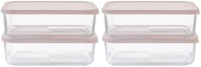Glass Food Storage Containers with Lids — 8 Piece — 57.5 oz Glass with BPA-Free Leak Resistant Stackable Lids — Microwave, Oven & Dishwasher Safe — Ideal for Meal Prep & More - Berry Blush
