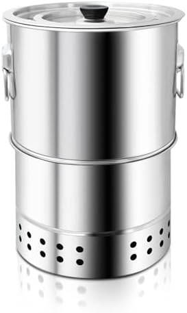 Stainless Smokeless Charcoal Grills Surround Charcoal Barrel Grill 360° Smokeless Outdoor Barbecue Grill for Travel for Travel, Outdoor Cooking and BBQ, Camping Grill Picnic Patio Backyard