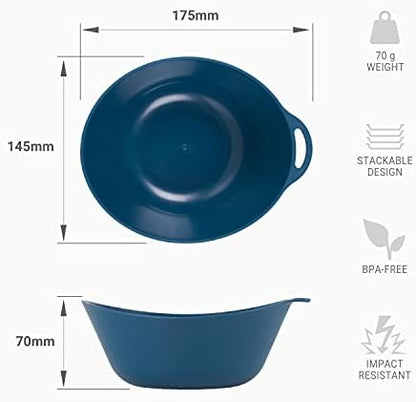 Lifeventure Ellipse Plastic 4-Piece Tableware Set: Knife/Fork/Spoon, Plate, Bowl, Mug for Camping, Travel & Outdoor