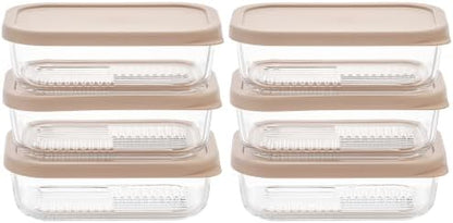 Glass Food Storage Containers with Lids — 12 Piece — 17.6 oz Glass with BPA-Free Leak Resistant Stackable Lids — Microwave, Oven & Dishwasher Safe — Ideal for Meal Prep & More - Cashew Cream