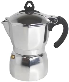 Imusa 3 Cup Stovetop Espresso Maker with Heart Shaped Knob, Silver