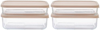 Glass Food Storage Containers with Lids — 8 Piece — 57.5 oz & 40.57 oz Glass with BPA-Free Leak Resistant Stackable Lids — Microwave, Oven & Dishwasher Safe — Ideal for Meal Prep & More Cashew Cream