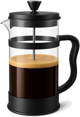 Utopia Kitchen Borosilicate Glass French Press Coffee Maker 21 Oz, Black