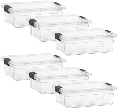 Superio 2.3 Quart Clear Plastic Storage Containers with Lids, Stackable Organizer Bins, BPA-Free Storage Boxes for Home, Office, Dorm & Classroom, 6 Pack