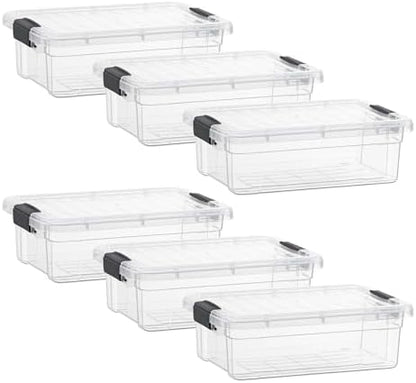 Superio 2.3 Quart Clear Plastic Storage Containers with Lids, Stackable Organizer Bins, BPA-Free Storage Boxes for Home, Office, Dorm & Classroom, 6 Pack