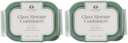 DURA LIVING Glass Food Storage Containers with Lids — 12 Piece — 10.5 oz Glass with BPA-Free Leak Resistant Stackable Lids — Microwave, Oven & Dishwasher Safe — Ideal for Meal Prep & More - Soft Sage