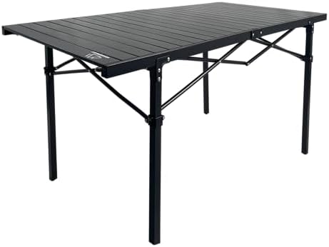 MOUNTAIN SUMMIT GEAR Heavy-Duty Roll-Top Table for Camping - Portable Aluminum-Top Folding Table with Steel Frame by Caddis Sports, Inc. (Extra Large)