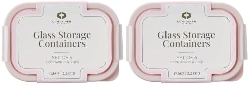 Glass Food Storage Containers with Lids — 12 Piece — 17.6 oz Glass with BPA-Free Leak Resistant Stackable Lids — Microwave, Oven & Dishwasher Safe — Ideal for Meal Prep & More - Berry Blush