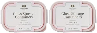 Glass Food Storage Containers with Lids — 12 Piece — 17.6 oz Glass with BPA-Free Leak Resistant Stackable Lids — Microwave, Oven & Dishwasher Safe — Ideal for Meal Prep & More - Berry Blush