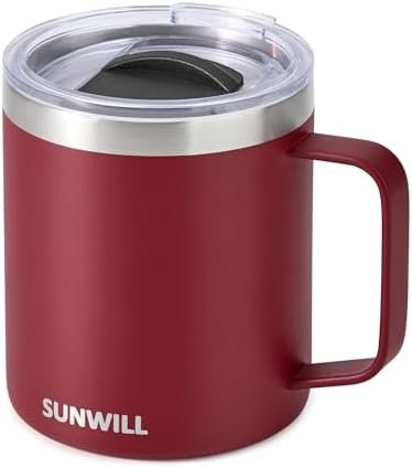 SUNWILL Travel Coffee Mug with Lid, 14 oz Insulated Stainless Steel