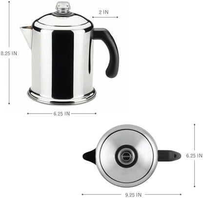 Farberware Classic Stainless Steel Yosemite Coffee Percolator, 8-Cup