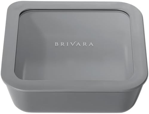 Glass Food Storage Container with Lid, 5-Cup Medium Square | Microwave-Safe Airtight Lid, Oven-Safe Ceramic-Coated Glass | Zero Plastic, No PFAS/PFOA/BPA, Reusable [Smoke]
