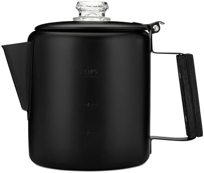 COLETTI Bozeman Black Percolator Coffee Pot — Camping Coffee Pot — America’s Sleekest Percolator – NO Aluminum or Plastic [6 cup]