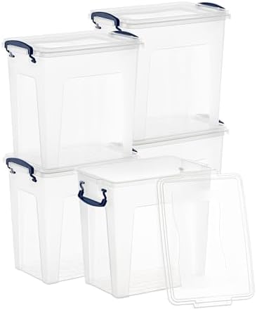 Superio 8.7 Quart Clear Plastic Storage Boxes with Lids, Stackable Organizer Containers, BPA-Free Storage Bins for Home, Office, School & Dorm, 5 Pack
