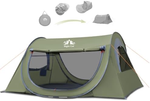 Night Cat Pop-up Camping Tent: 2 Person Tent Waterproof Instant Easy Setup Tunnel Tent