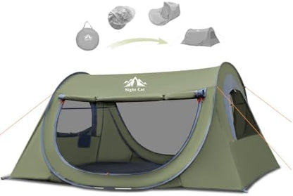 Night Cat Pop-up Camping Tent: 2 Person Tent Waterproof Instant Easy Setup Tunnel Tent