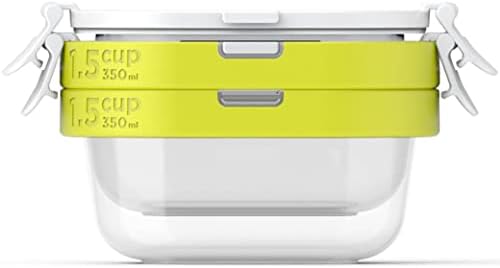 ZOKU Food Storage Containers with Lids, Set of 2 Reusable Airtight 1.5-Cup Snack Containers, BPA Free (Neat Stack) (4 Piece)