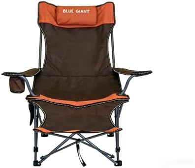 2 Pack Adjustable Folding Camping Chairs with Detachable Footrest and Headrest, Lightweight and Portable, Ideal for Hiking, Travel, Fishing and Outdoor Activities (Orange)