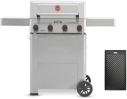 Monument Grills 4 Burner Propane Gas Grill with Broil Zone, Stainless Steel Patio Mesa 2 Barbecue Grill with Cooking Plate, Foldable Side Shelves, Fast Heating, Fast Assembly, Mesa II 410FBZ