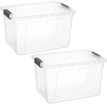 Superio 14.7 Quart Clear Plastic Storage Boxes with Lids, Stackable Organizer Containers, BPA-Free Storage Bins for Home, Office, School & Dorm, 2 Pack