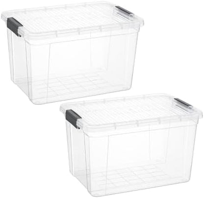 Superio 14.7 Quart Clear Plastic Storage Boxes with Lids, Stackable Organizer Containers, BPA-Free Storage Bins for Home, Office, School & Dorm, 2 Pack