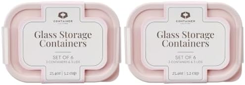 Glass Food Storage Containers with Lids — 12 Piece — 24.4 oz Glass with BPA-Free Leak Resistant Stackable Lids — Microwave, Oven & Dishwasher Safe — Ideal for Meal Prep & More - Berry Blush