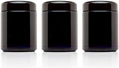 Infinity Jars 250 ml UV Glass Airtight Storage Jar Set, 3 Pack, Black