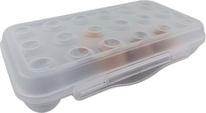 ZeQi 18Grid Clear Shatterproof Egg Plastic Storage Container– Transparent Organizer Box for Kitchen, Pantry, Fridge, Travel, Durable Reusable, Camping
