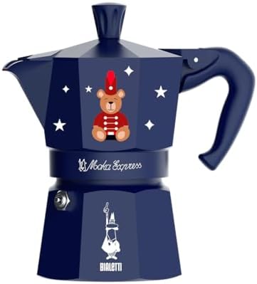 Bialetti Moka Express Iconic Italian Stovetop Espresso Maker (Blue/Red, 3 Cups)