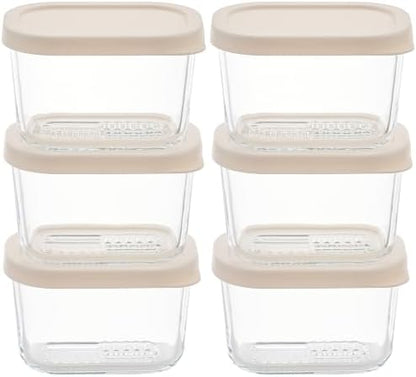Glass Food Storage Containers with Lids — 12 Piece — 10.5 oz Glass with BPA-Free Leak Resistant Stackable Lids — Microwave, Oven & Dishwasher Safe — Ideal for Meal Prep & More - Vanilla Mist