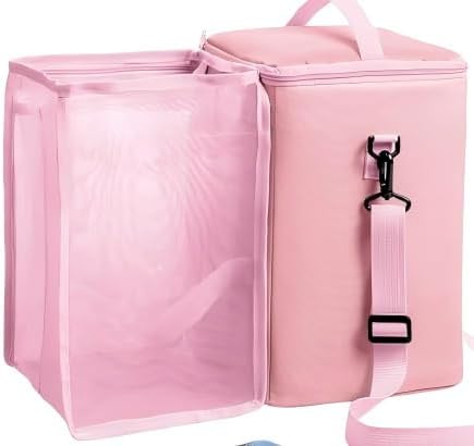 Bogg Bag Cooler Insert, 2-in-1 Insulated Cooler & Mesh Organizer for Large Bogg Bag, Leakproof PEVA Cooler Bag with Strap, Large Rubber Beach Bag Accessories for Beach, Pool & Travel