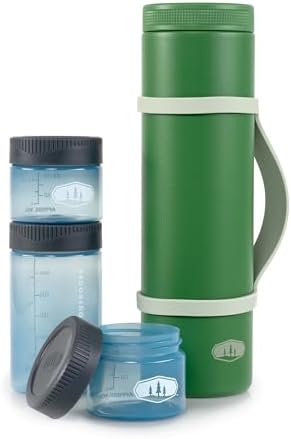 GSI Outdoors Glacier Insulated Travel Stack, 4 Piece Vacuum Insulated Stainless Steel Sleeve & Food Containers Set for Travel, Hiking & Camping