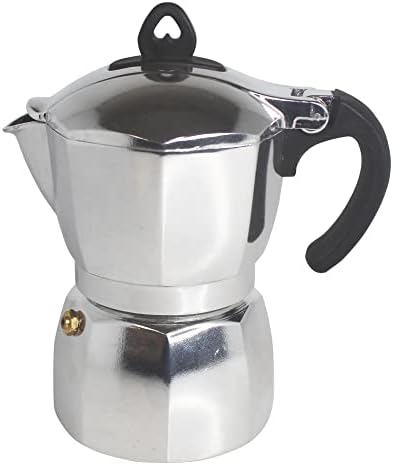 Imusa 6 Cup Stovetop Espresso Maker with Heart Shaped Knob, Silver